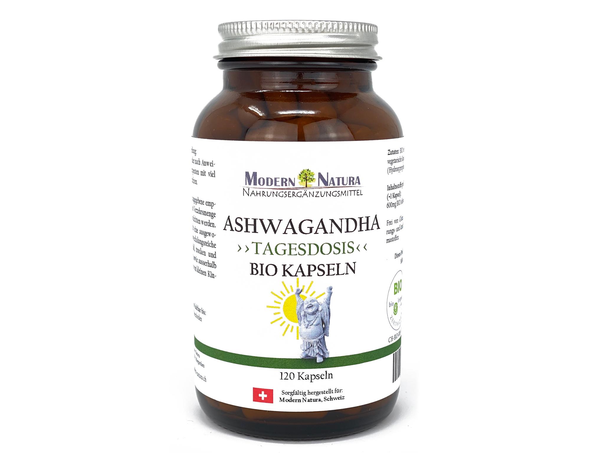 BIO Ashwagandha Einzelglas (1x 120 Kapseln) Vegan & Glutenfrei - Mit reinem Ashwagandha Pulver